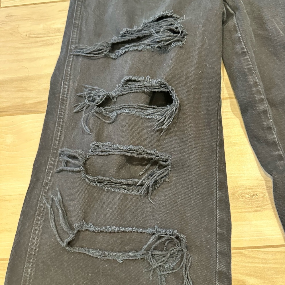 Women’s PacSun Black Flare Wide Leg Jeans Distressed Size 27 - Picture 11 of 12